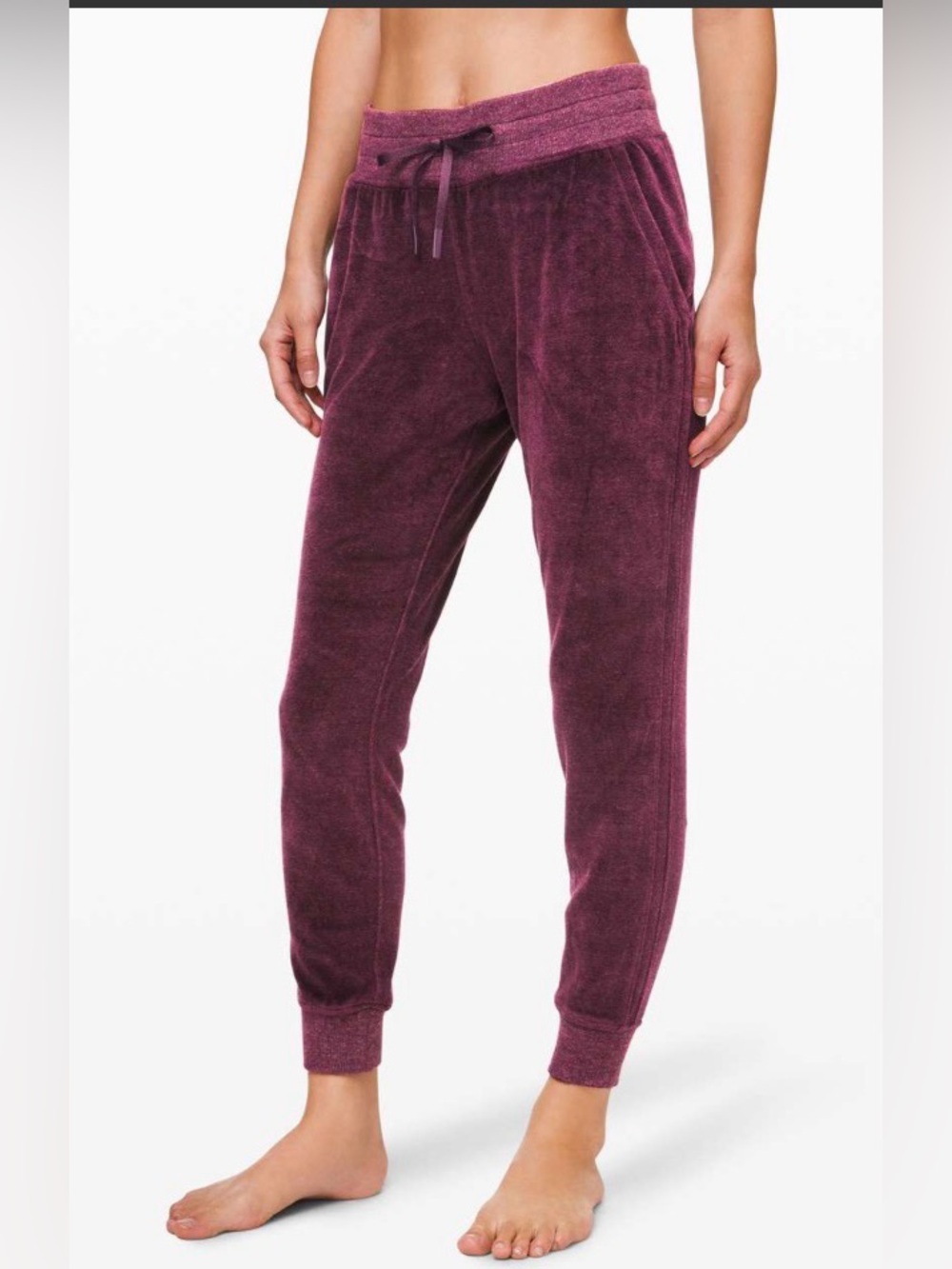 Lululemon Warm Down Velour Joggers in Heathered Arctic Plum